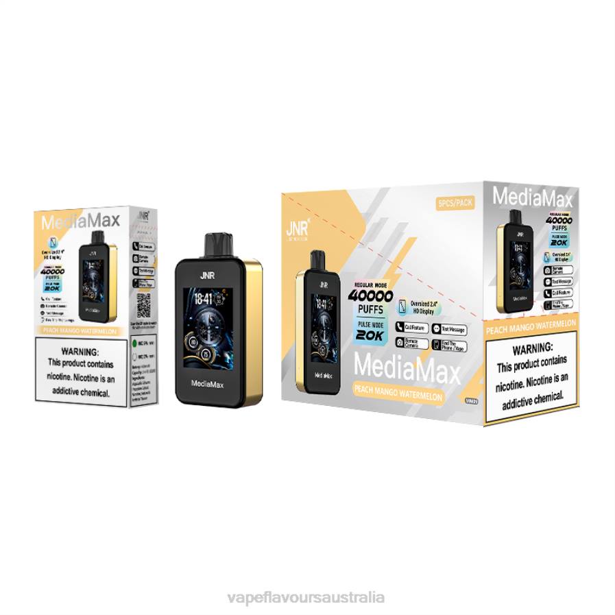 JNR MediaMax JNR MediaMax 40k Puff N4P015 vape nicotine australia Peach Mango Watermelon