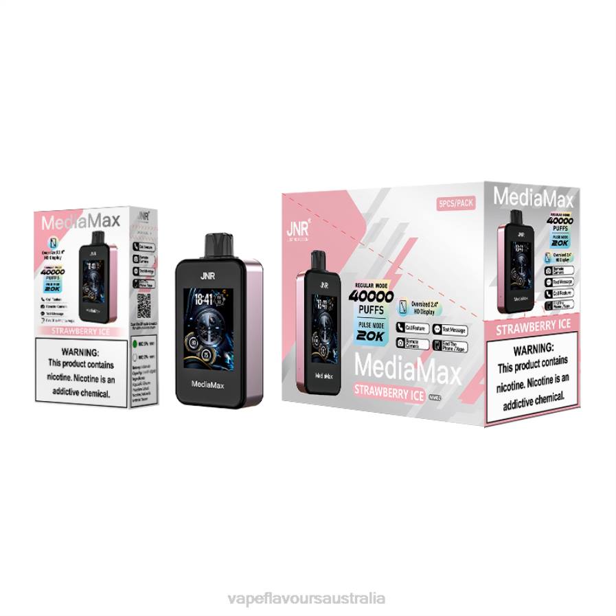 JNR MediaMax JNR MediaMax 40k Puff N4P017 vape australia Strawberry Ice