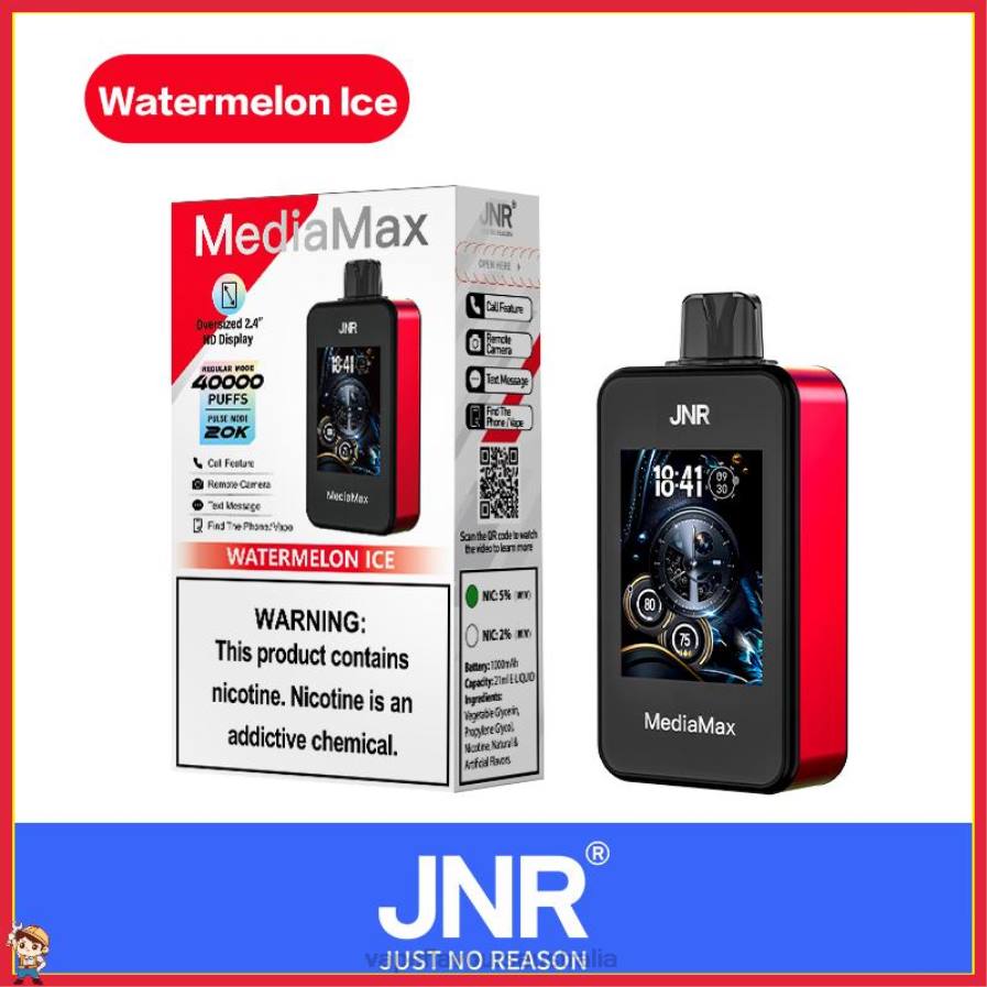 JNR MediaMax JNR MediaMax 40k Puff N4P018 vape flavours australia Watermelon Ice