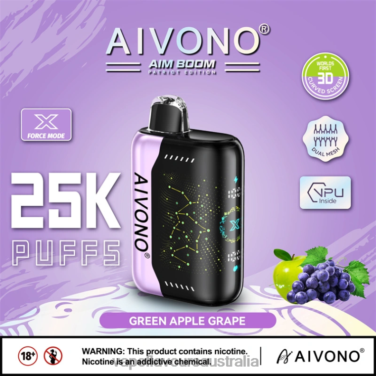 Vape Australia - Aivono AIM BOOM 25000 Green Apple Grape 22440346