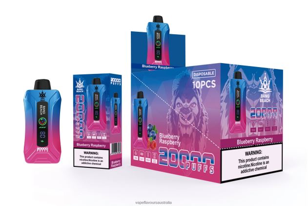 Vape Flavours Australia - Bang Beach 20000 Puffs Smart Screen Vape Blueberry Raspberry 6Z2R8H12