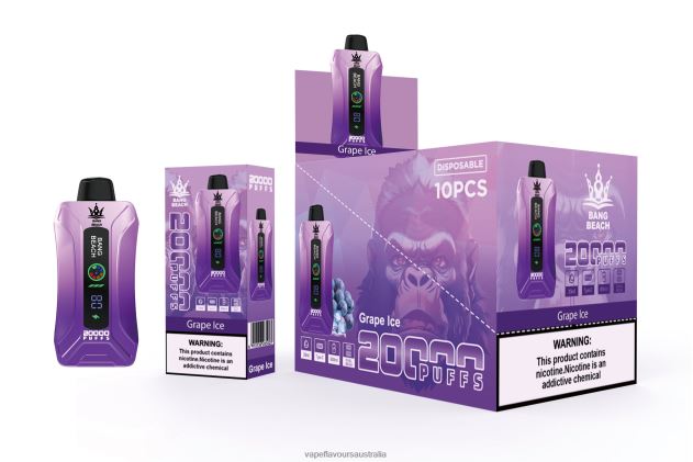 Vape Liquid - Bang Beach 20000 Puffs Smart Screen Vape Grape Ice 6Z2R8H10