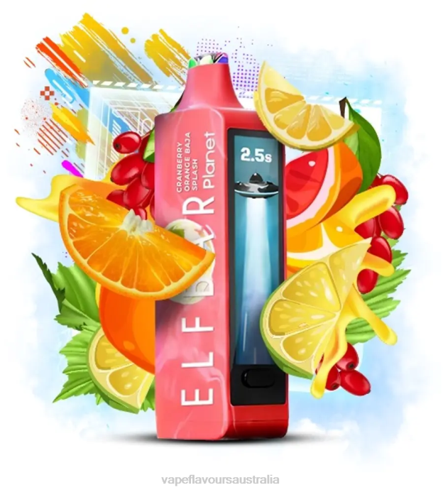 Vape Liquid - Elf Bar Planet 25000 Cranberry Orange Baja Splash X4L030