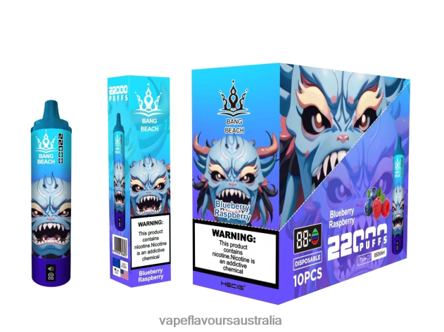 Vape Pod Kit - Bang Beach 22000 Puffs Smart Screen Blueberry Raspberry 6Z2R8H14