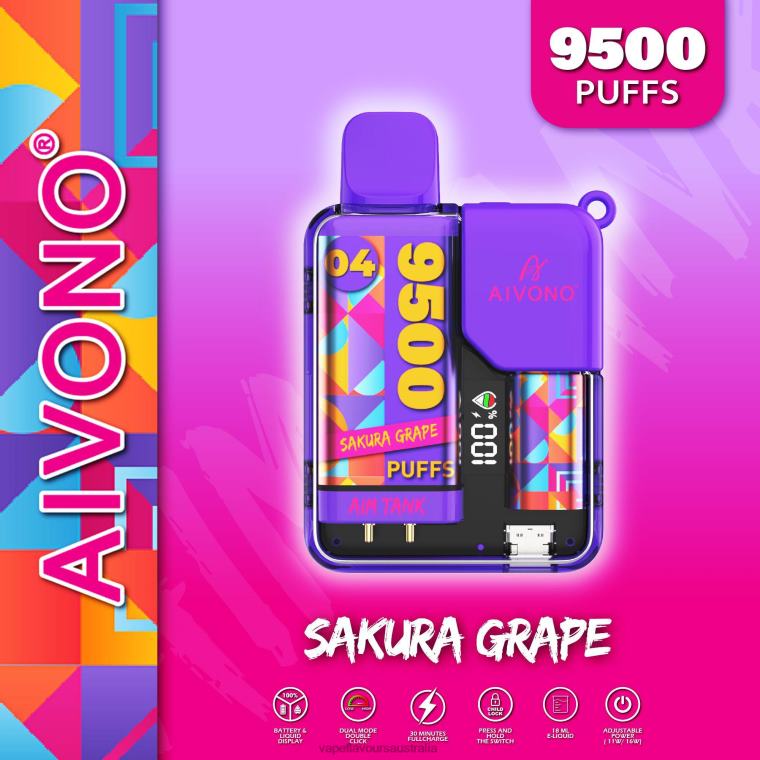 Vape Australia - Aivono AIM TANK 9500 Sakura Grape 2244036