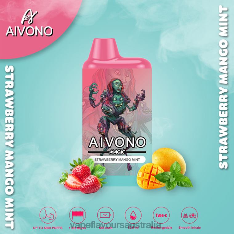 Vape Flavours Australia - Aivono AIM MAGIC 5800 Mouth Box Cigarette Strawberry Mango Mint 2244097