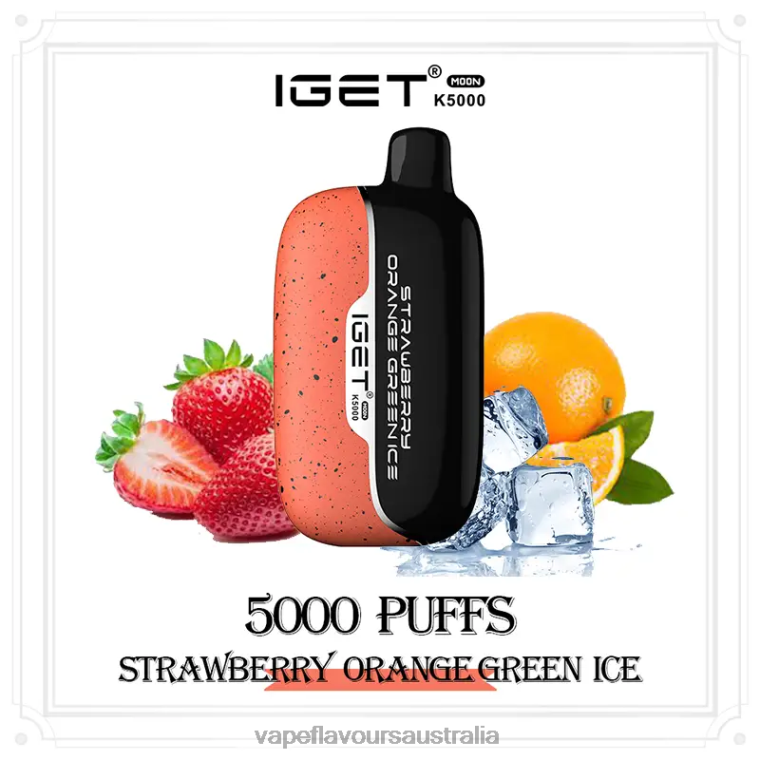Vape Flavours Australia - IGET Moon K5000 Strawberry Orange Green Ice DZT8612