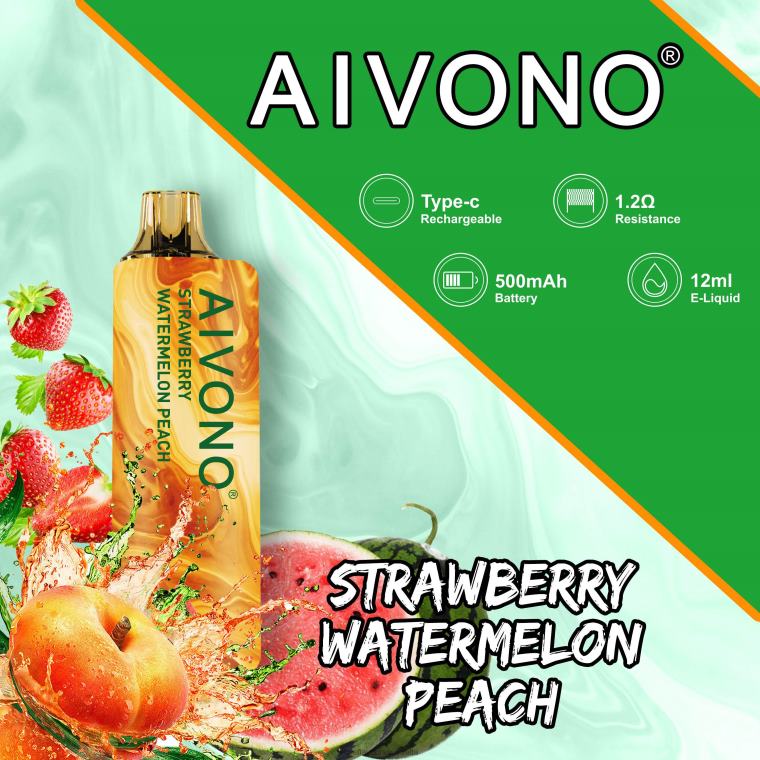Vape Nicotine Australia - Aivono AIM GUN 7000 Strawberry Watermelon Peach 22440108