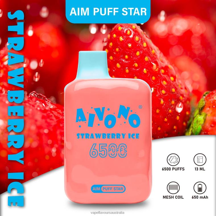 Vape Nicotine Australia - Aivono AIM PUFF STAR 6500 Strawberry Ice 22440288