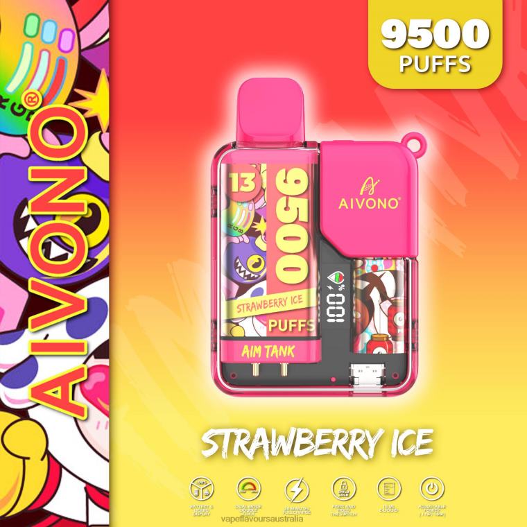 Vape Nicotine Australia - Aivono AIM TANK 9500 Strawberry Ice 2244038