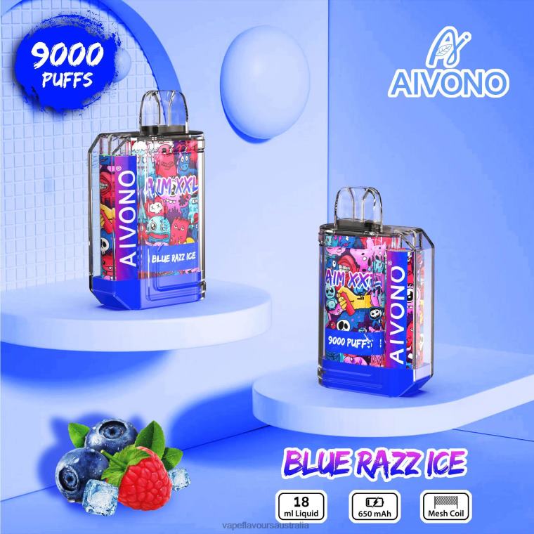 Vape Pod Kit - Aivono AIM XXL 9000 Mouth Sticker Transparent Blue Razz Ice 2244054