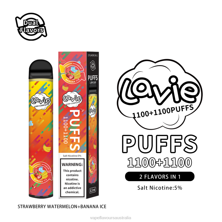 Vape Liquid - LAVIE BAR Switch 2200 Puffs Strawberry Watermelon/Banana Ice J6DP295