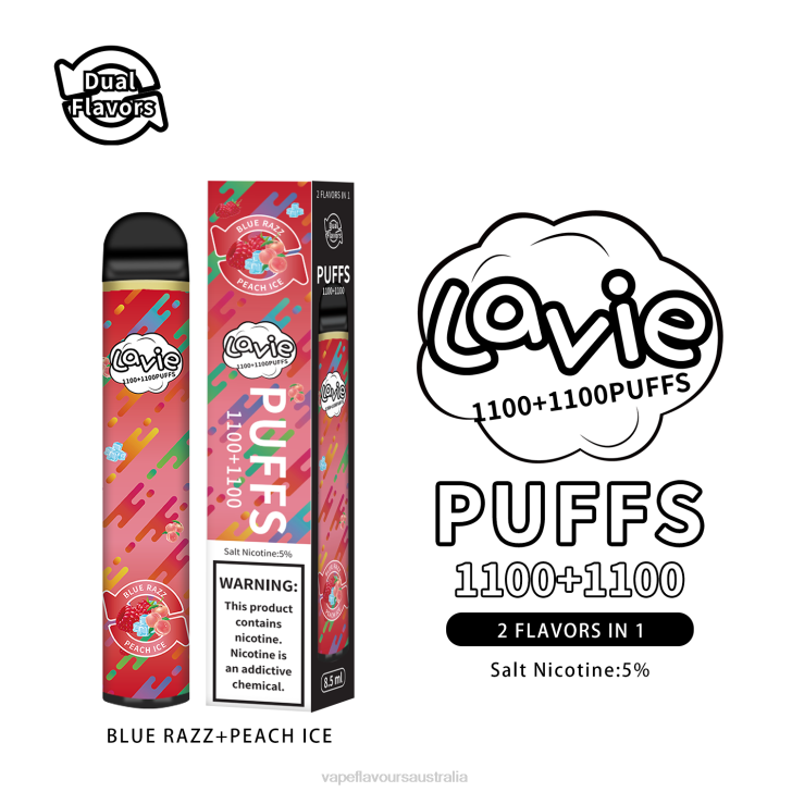 Vape Nicotine Australia - LAVIE BAR Switch 2200 Puffs Blue Razz/Peach Ice J6DP298
