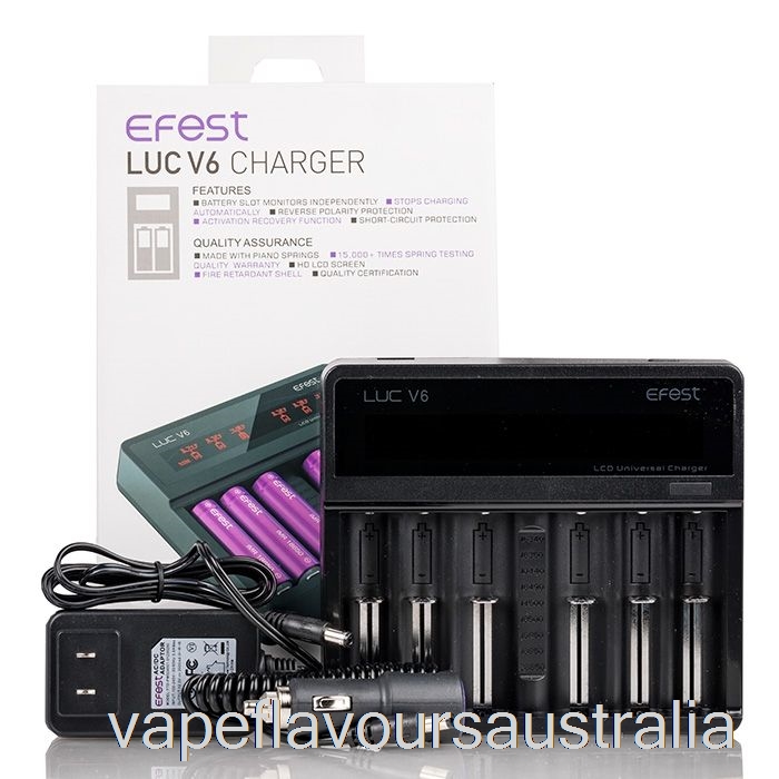 Vape Australia Efest LUC V6 6-Bay LCD Universal Charger